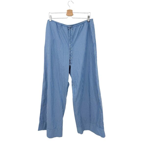 Zara Women's Blue And White‎ Striped Drawstring Cotton Palazzo Leg Pants Size XL - Picture 1 of 5